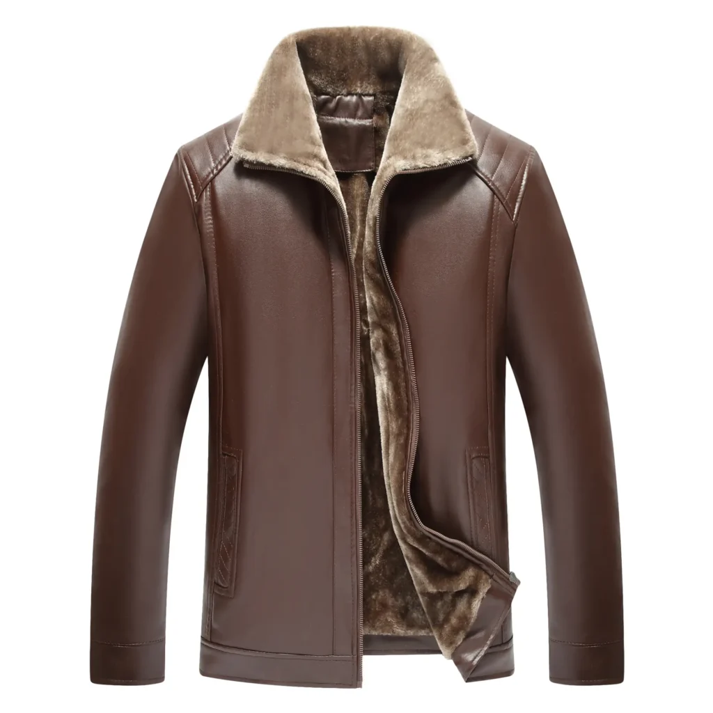 Men’s Fur Leather Jacket Brown All-in-One Middle Age+ - Clothes for sale in North Nazimabad, Karachi - photo 5