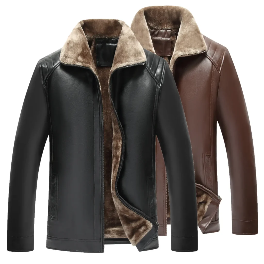 Men’s Fur Leather Jacket Brown All-in-One Middle Age+ - Clothes for sale in North Nazimabad, Karachi