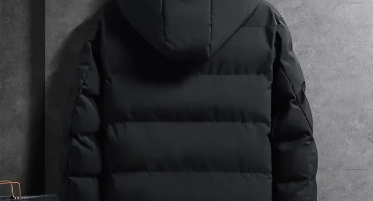 Men’s Hooded Puffer Coat Blue Winter Cotton Padded