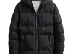 Men’s Hooded Puffer Coat Blue Winter Cotton Padded