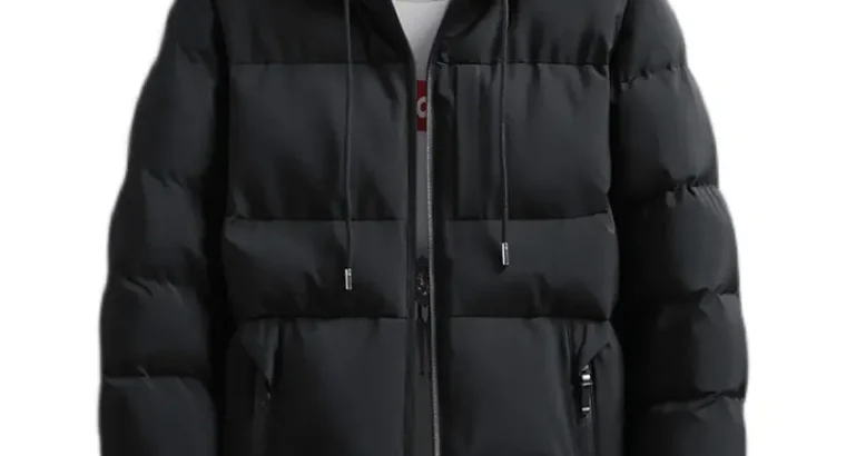 Men’s Hooded Puffer Coat Blue Winter Cot...