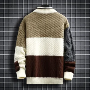 Men’s Cross-Color Turtleneck Sweater Large