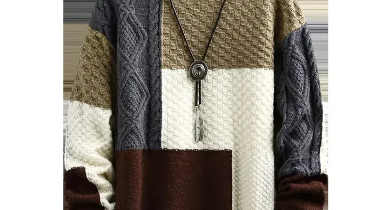 Men’s Cross-Color Turtleneck Sweater Lar...