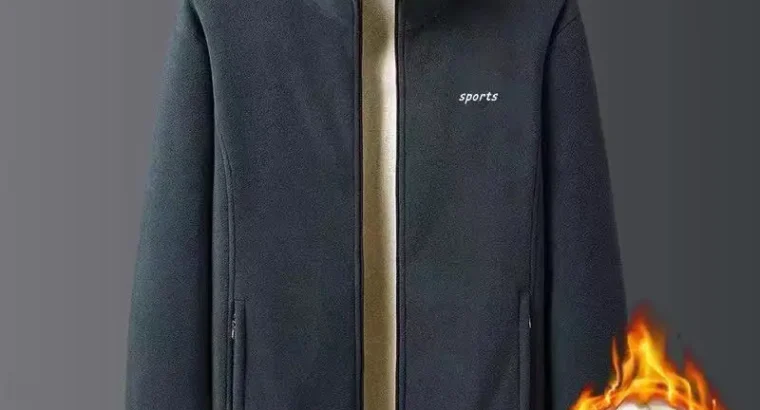 Men’s 2 Sided Fleece Jacket Navy Beige Large