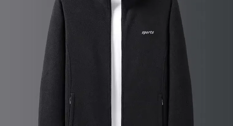 Men’s 2 Sided Fleece Jacket Navy Beige Large