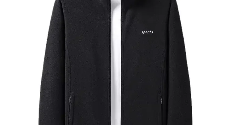 Men’s 2 Sided Fleece Jacket Navy Beige Large