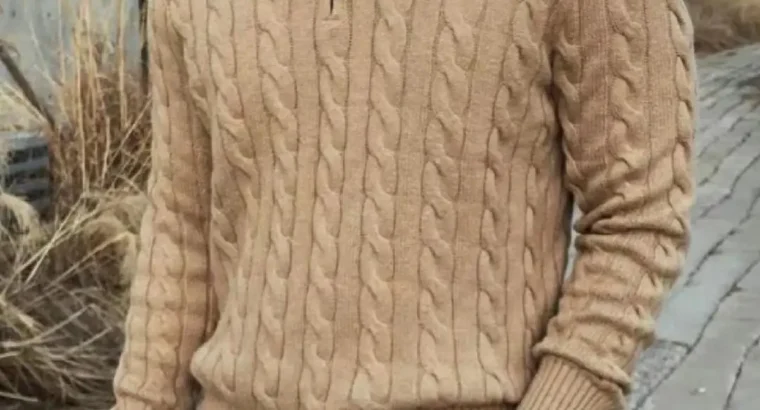 Men’s Knitted Pony Logo Sweater Beige Winter