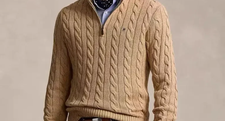 Men’s Knitted Pony Logo Sweater Beige Winter
