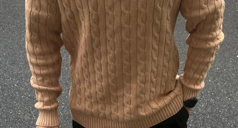Men’s Knitted Pony Logo Sweater Beige Winter