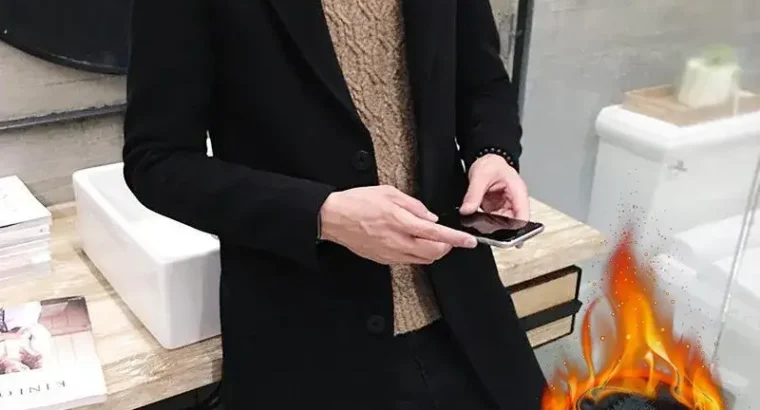 Men’s Korean Slim Fit Woolen Coat Winter Gray