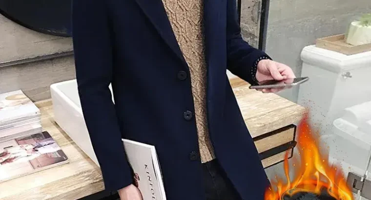 Men’s Korean Slim Fit Woolen Coat Winter Gray