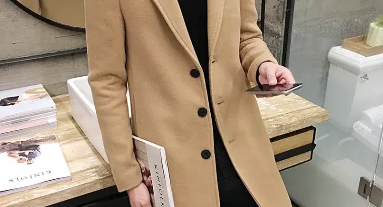 Men’s Korean Slim Fit Woolen Coat Winter Gray