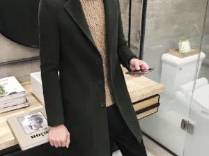 Men’s Korean Slim Fit Woolen Coat Winter Gray