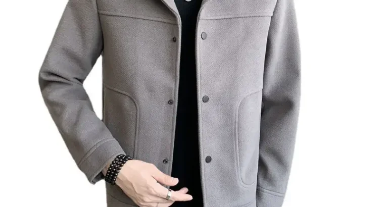 Men’s Woolen Slim Fit Jacket Winter Coat Beige