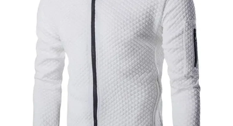 Men’s Maroon Zipper Casual Jacket Collar Solid Color