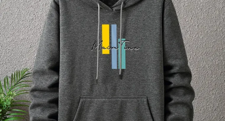 Men’s Red Fleece Hoodie with Graphic Print