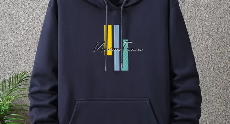 Men’s Red Fleece Hoodie with Graphic Print