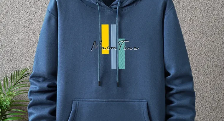 Men’s Red Fleece Hoodie with Graphic Print