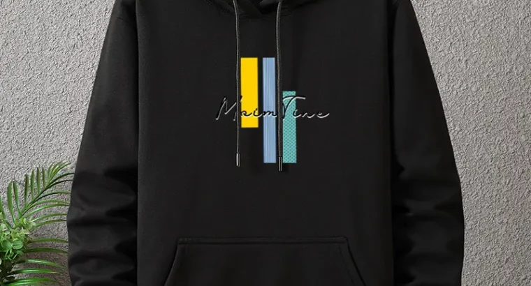 Men’s Red Fleece Hoodie with Graphic Print