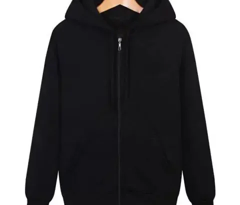 Men’s Black Fleece Zipper Hoodie Plus Size