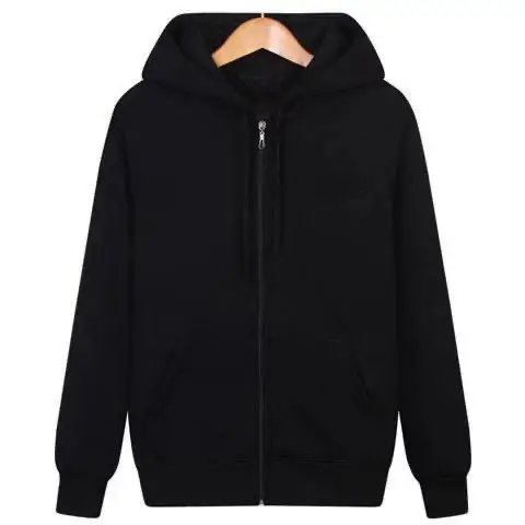 Men’s Black Fleece Zipper Hoodie Plus Size
