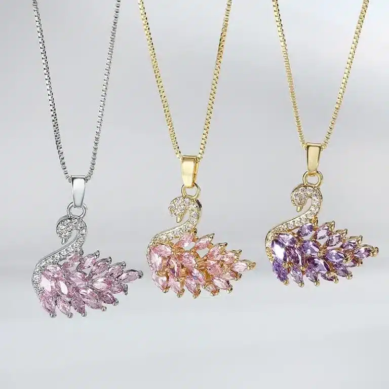 Wedding Special 2026 Silver Plated Korean Swan Zircon Necklace