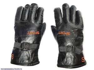 Men’s Rexine Leather Winter Gloves Black Pack of 2
