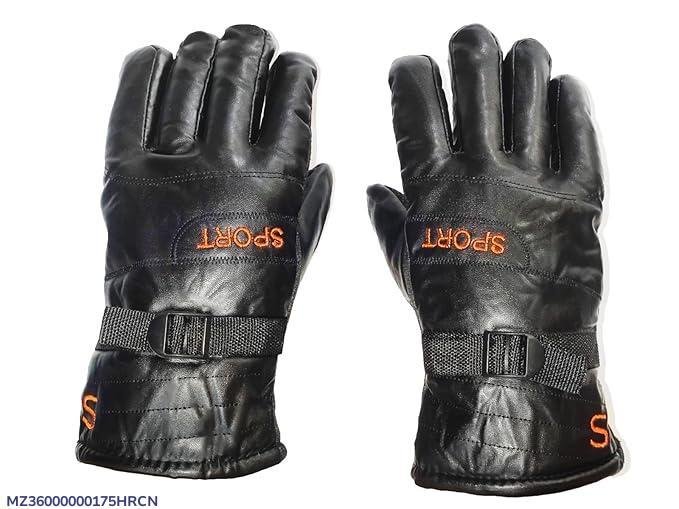 Men’s Rexine Leather Winter Gloves Black Pack of 2