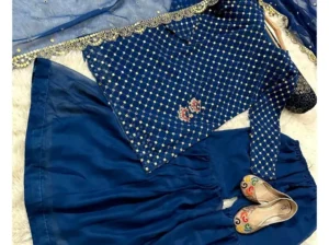 Wedding Special 2026 3 Pcs Women’s Stitched Chiffon Sheesha Work Gharara Sh