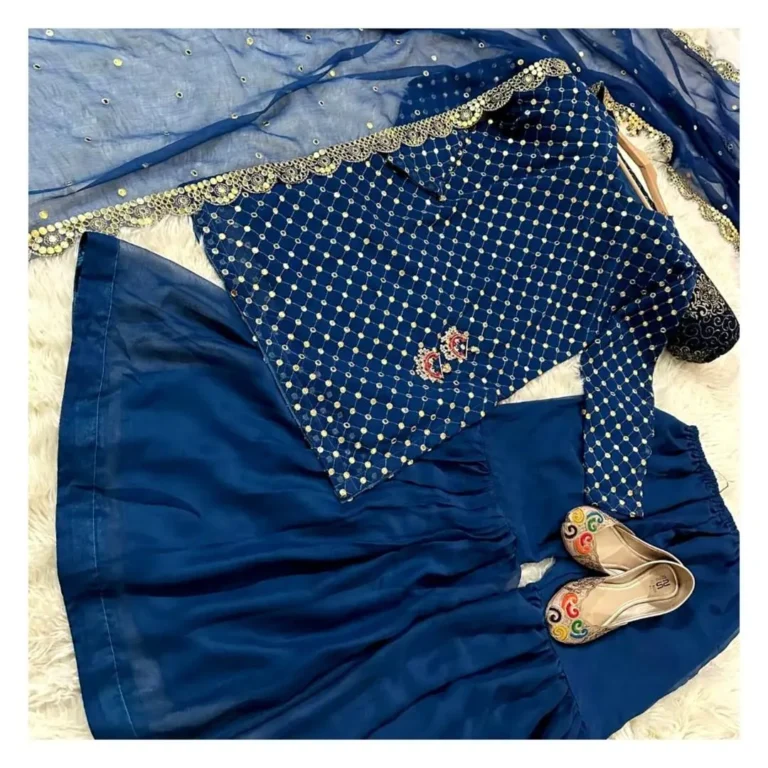 Wedding Special 2026 3 Pcs Women’s Stitched Chiffon Sheesha Work Gharara Sh