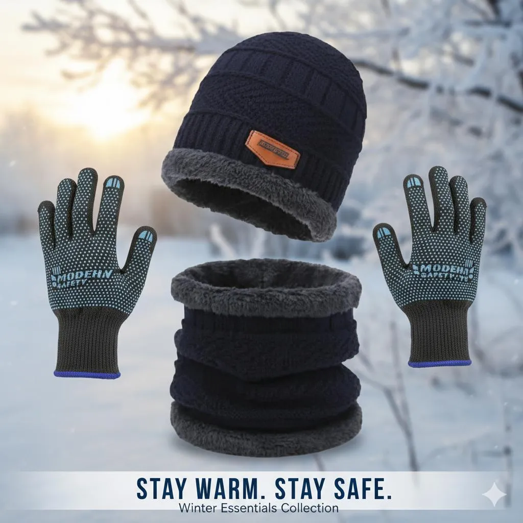 Winter Collection 2026 Winter Thermal Beanie Gloves Neck Warmer Set - Accessories for sale in Karachi - photo 9