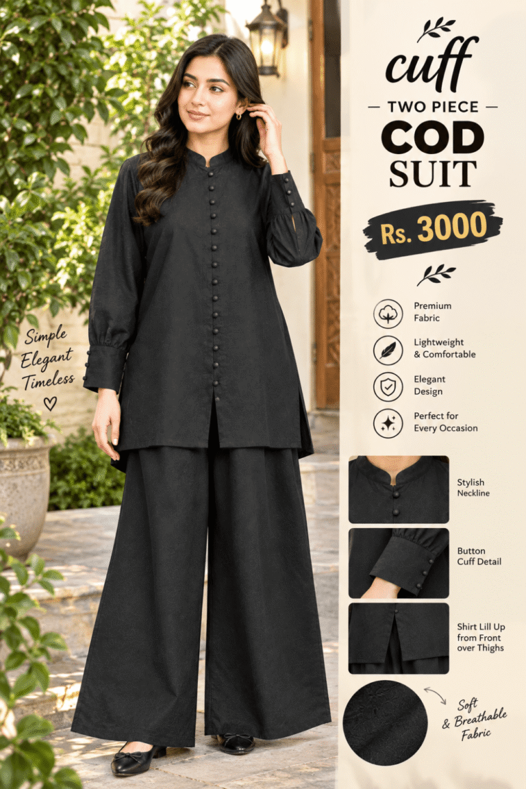 Black Cuff Two pcs Women’s Suit | COD | Rs. 3000