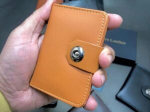 Men’s Brown Leather Wallet with Snap Closure