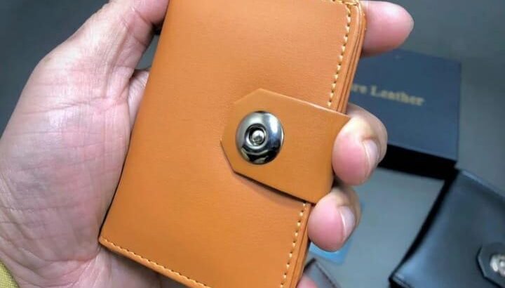 Men’s Brown Leather Wallet with Snap Clo...