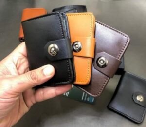Men’s Brown Leather Wallet with Snap Closure
