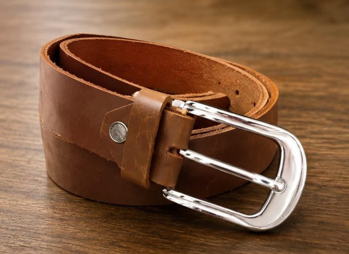 Premium Genuine Leather Brown Belt for Men | Classic Silver Buckle | Casual