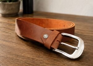 Premium Genuine Leather Brown Belt for Men | Classic Silver Buckle | Casual