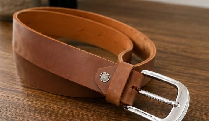 Premium Genuine Leather Brown Belt for Men | Classic Silver Buckle | Casual