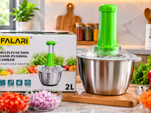FALARI 2L Stainless Steel Manual Vegetable Chopper | Multi-Blade Cutte