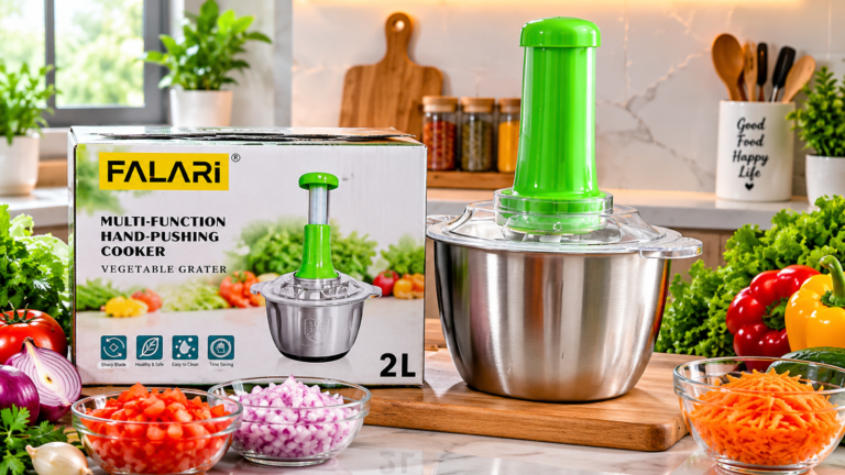 FALARI 2L Stainless Steel Manual Vegetable Chopper | Multi-Blade Cutte