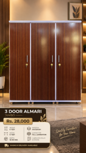 🔥 Jumbo 3 Door Laal Dhari Color Almari | 6×6 Feet