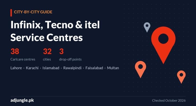 Infinix, Tecno & itel Service Center List in Pakistan (Carlcare, City-Wise 2026)