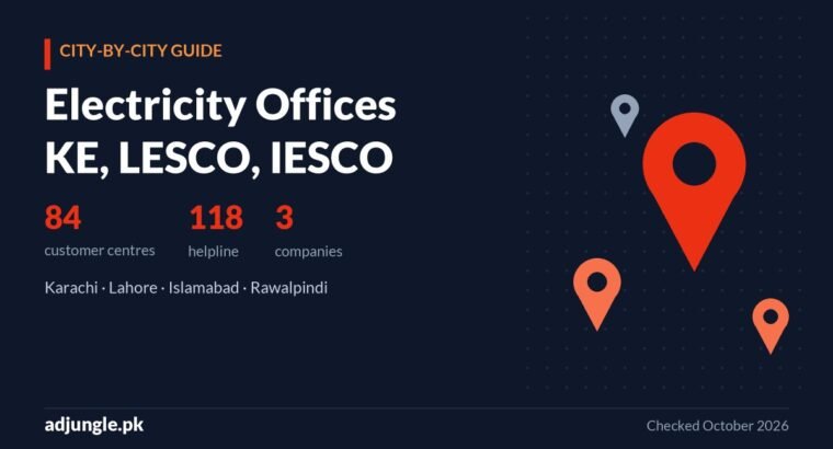 K-Electric, LESCO & IESCO Offices: Customer Service Centres in Karachi, Lahore & Islamabad (2026)