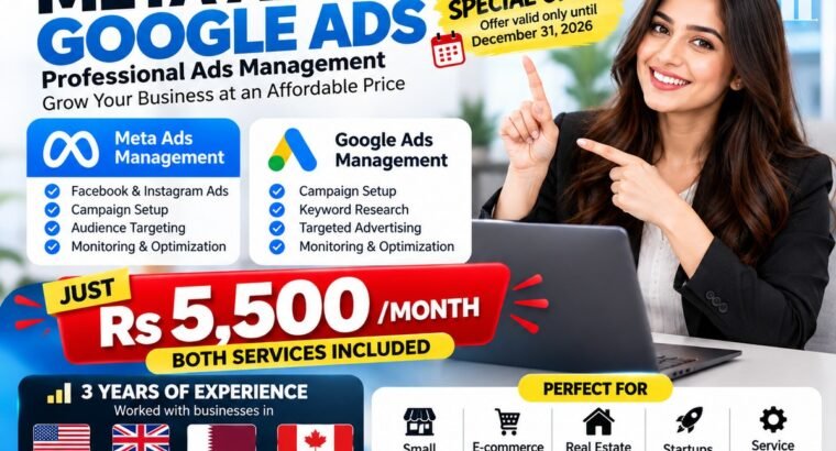 Meta Ads and Google Ads Management – Rs. 5...