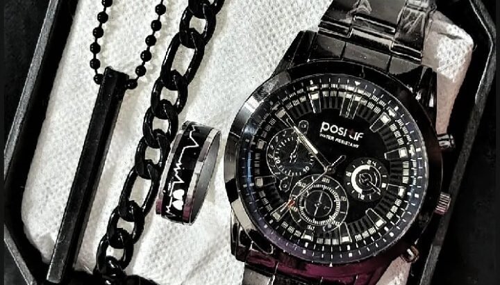 Watch Combo Set for Men Stainless Steel Watch and Bracelet Fashion and
