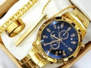 Watch Combo Set for Men Stainless Steel Watch and Bracelet Fashion and