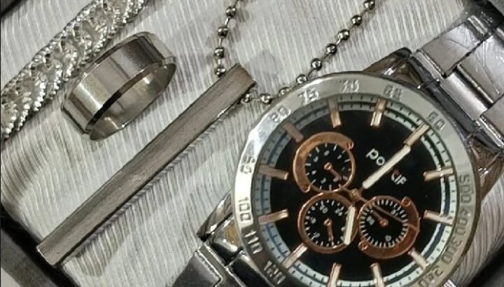 Watch Combo Set for Men Stainless Steel Watch and Bracelet Fashion and