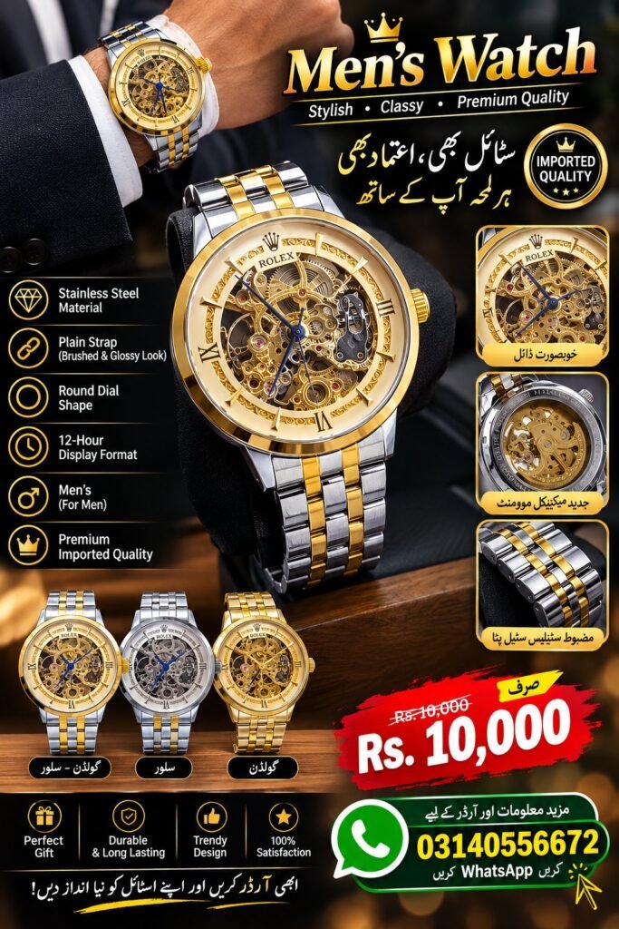 luxury Golden Crystal Romans Dial Watch for men