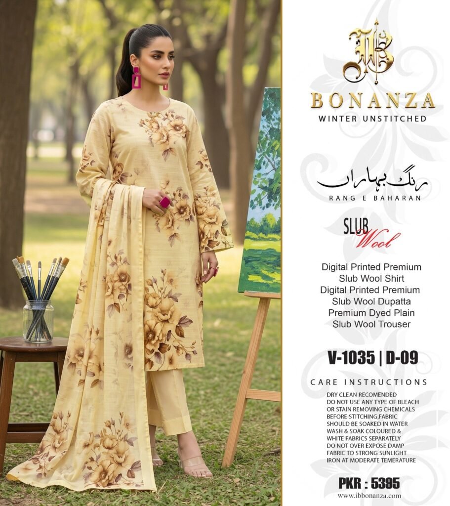 original Brand Rang e Bahara By Bonanza IB slub wool linen - Clothes for sale in Gujranwala - photo 6