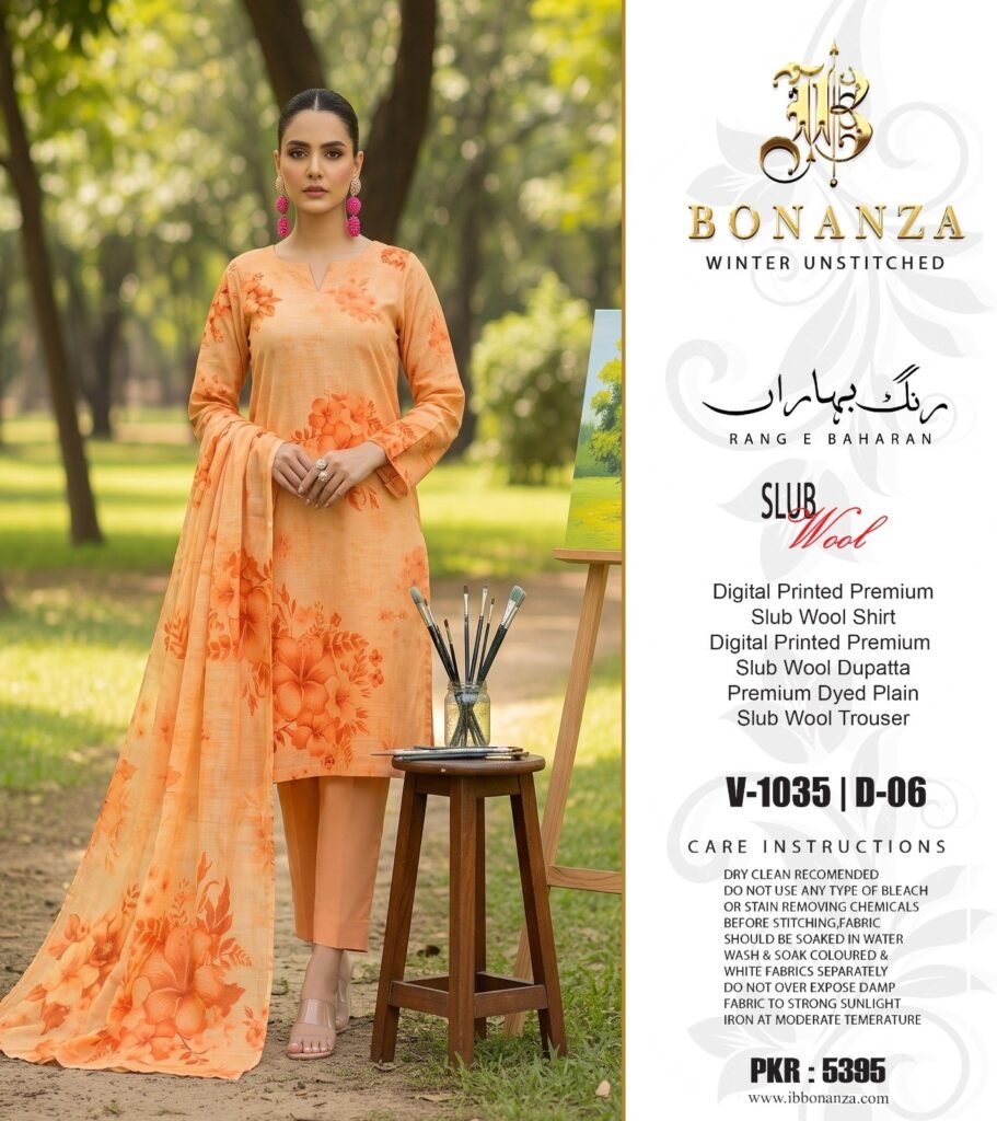 original Brand Rang e Bahara By Bonanza IB slub wool linen - Clothes for sale in Gujranwala - photo 5